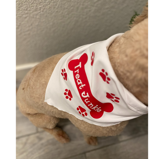 Treat Junkie White Dog Bandana