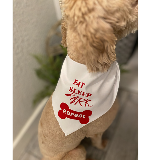 Eat Sleep Bark White Dog Bandanna